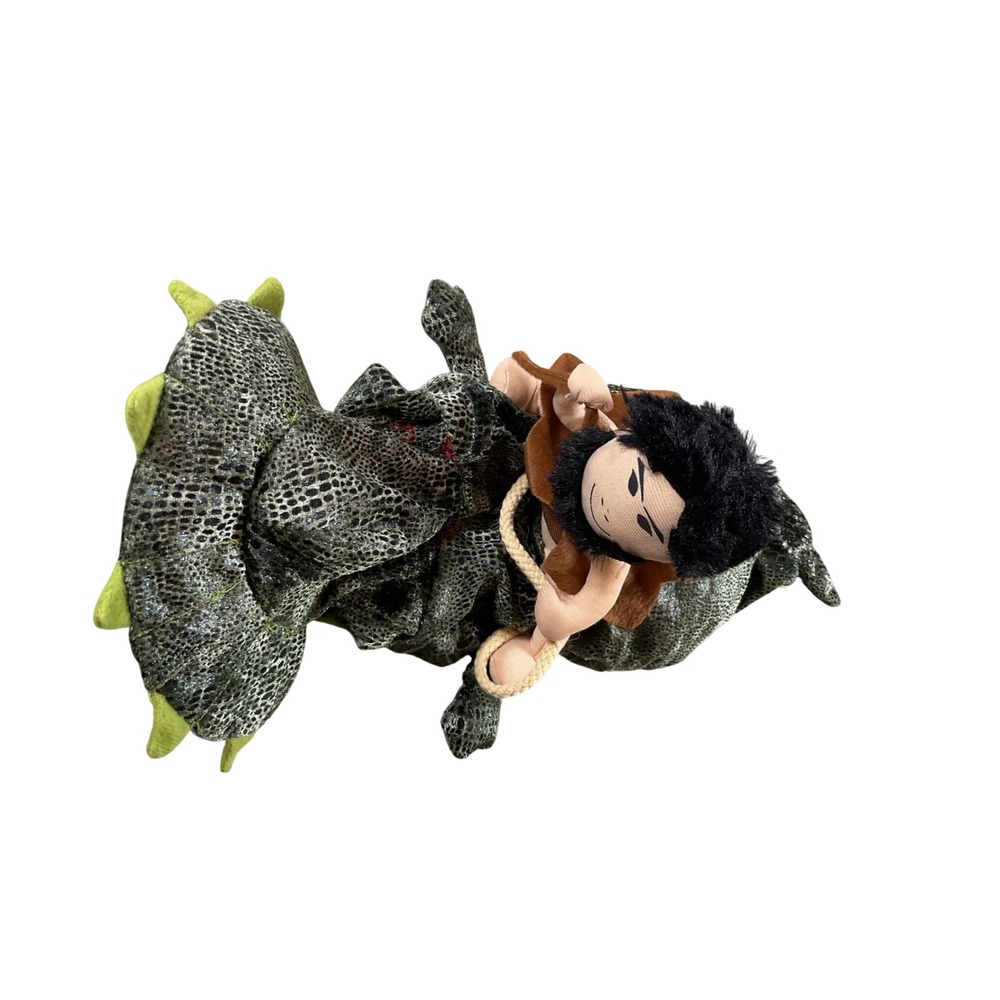 Top Paw Dino Caveman Rider Costume Pet S/M Green Prehistoric Halloween
